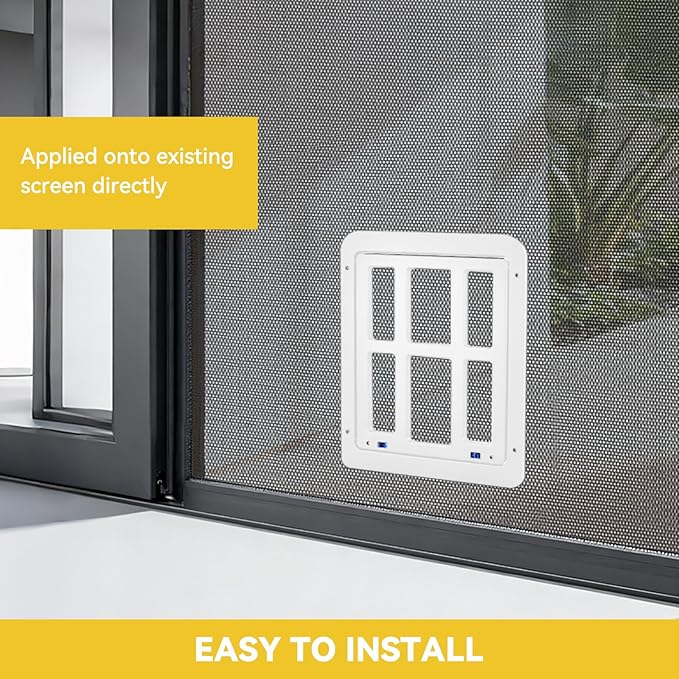 Enjoying Cat Door for Screen Doors, Passage Opening 8.3" x 10.3", Access Freely, Magnetic Swing Flap, Small Pet Door for Sliding Doors Window, Lockable, White