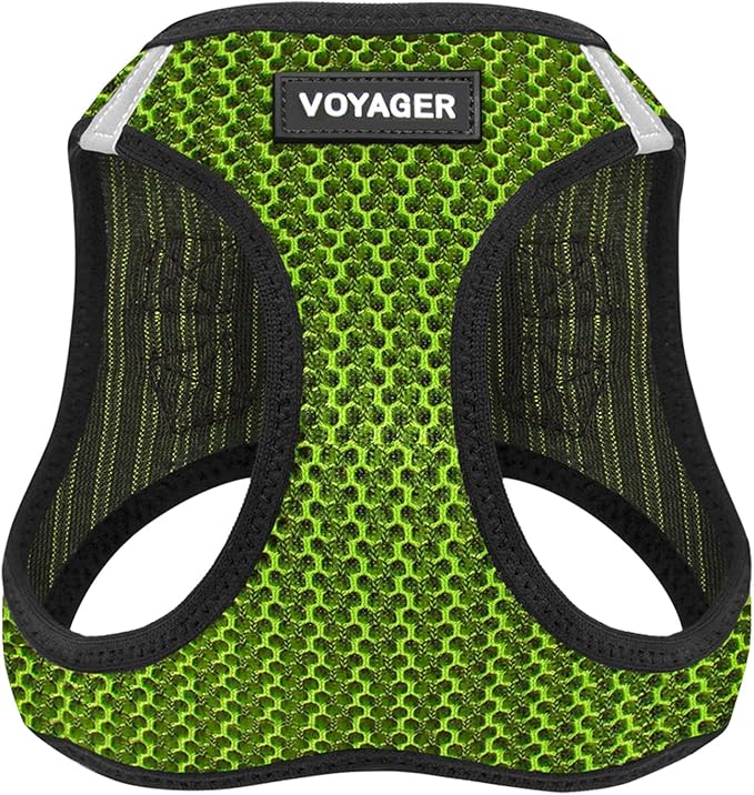 Best Pet Supplies Voyager Step-in Air Harness - All Weather Mesh, Reflective, No Pull Harness for Dogs, Cats - Secure with Hook & Loop Fastener, Buckle, Double D-Rings - Lime Green 2-Tone, S