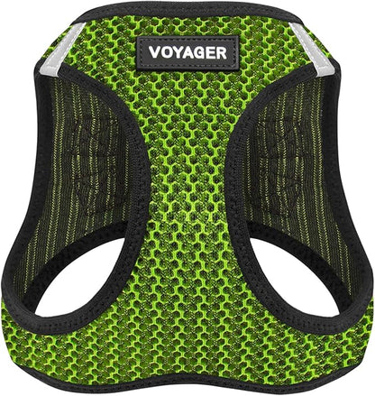 Best Pet Supplies Voyager Step-in Air Harness - All Weather Mesh, Reflective, No Pull Harness for Dogs, Cats - Secure with Hook & Loop Fastener, Buckle, Double D-Rings - Lime Green 2-Tone, XL