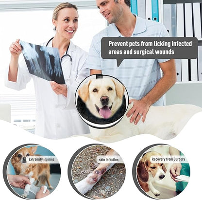 Inflatable Dog Cone, Soft Dog Cone Collar After Surgery for Alternative with Enhanced Anti-Licking Guard Shield Adjustable Detachable, Elizabethan Collar (M, Black)