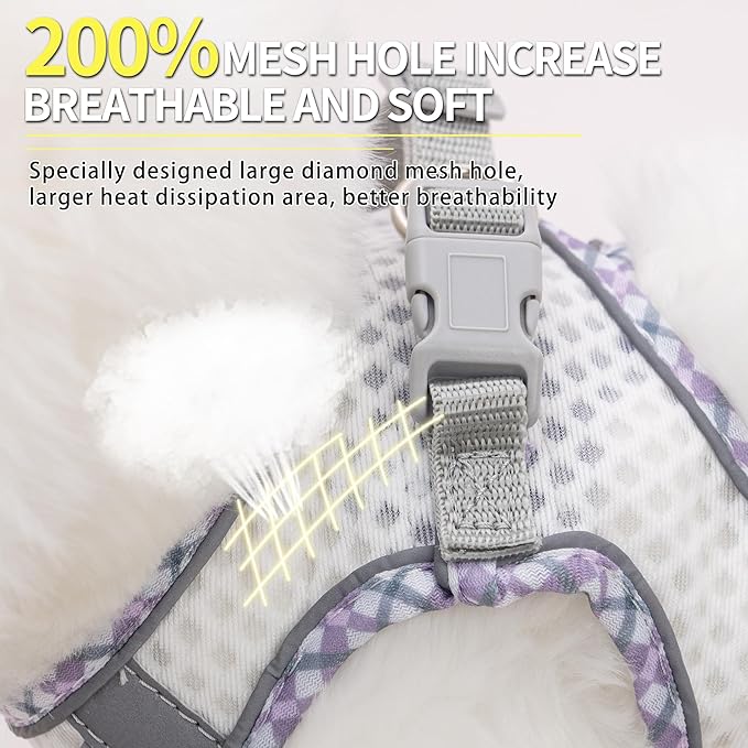 Summer Pet Supply No Pull, Step in Adjustable Dog Harness with Padded Vest for Hot Weather, Escape Proof Ultra Thin Soft Easy to Put on Small Dogs White S