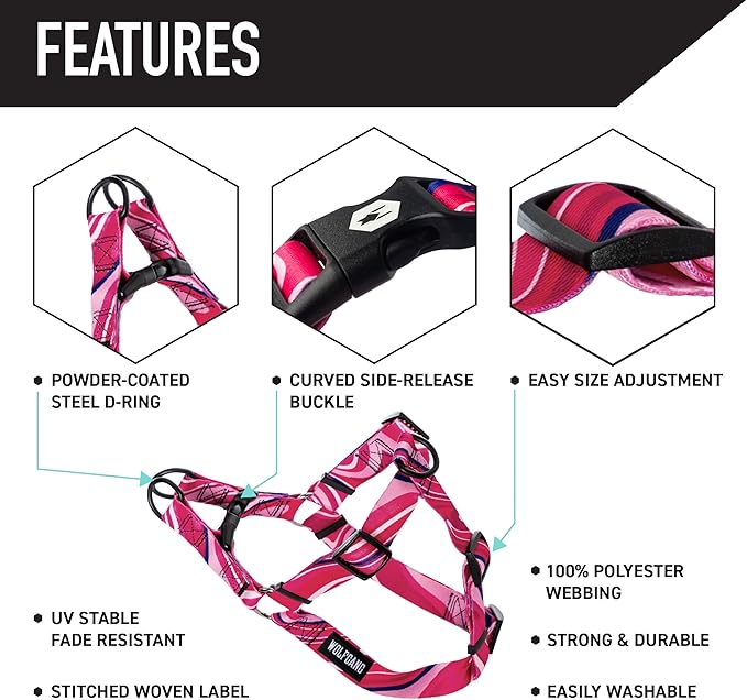 Wolfgang Heavy Duty Adjustable Dog Harness, Pull-Tested for Walking & Training, MarbleSwirl Print, X-Large