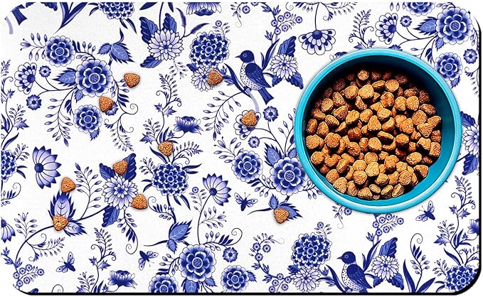Dog Food Mats for Floors Waterproof Mat for Cat Food and Water Bowls - Absorbent Quick Dry Non Slip Mat for Pet Feeding