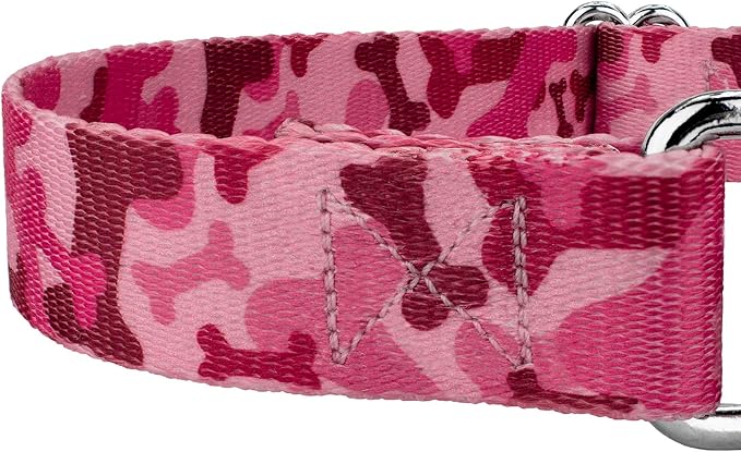 Country Brook Petz - Pink Bone Camo Martingale Dog Collar and Leash - Camouflage Collection Featuring Rugged Designs (1 Inch, Extra Large)