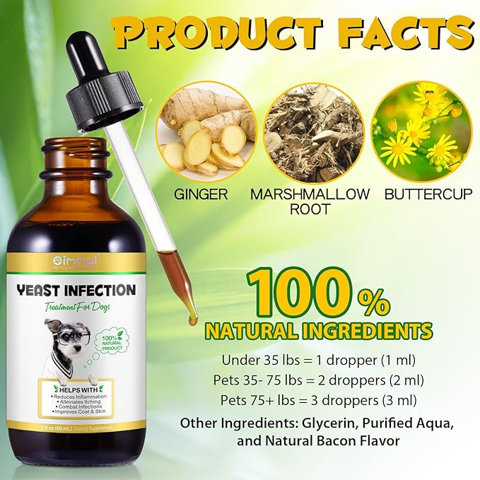 Yeast Infection Treatment for Dogs, Natural Dog Yeast Infection Treatment Supports Itch Relief, Ear Infection, Allergy Relief, Pet Supplies Dog Herbal Supplement, Bacon Flavor