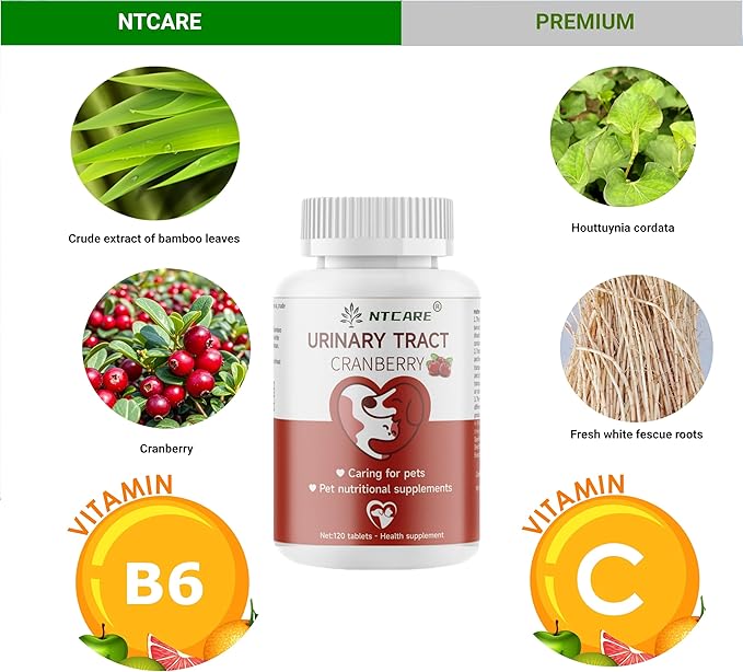 Cranberry for Dogs - Urinary Tract Support, Bladder Health, Dog UTI, Bladder Stones, Incontinence Support, Cranberry for Dogs and Cats, 120 Tablets