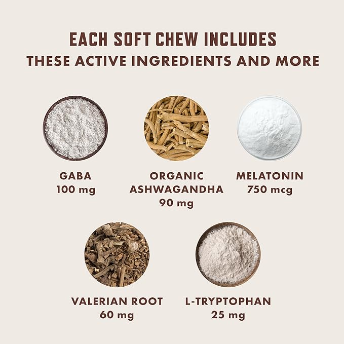 Rocco & Roxie Calming Chews for Dogs, Dog Anxiety Relief for Separation & Stress, Sleep Aid with Melatonin & Valerian for Large, Med, Small Dogs, Puppy Composure Treats, Supplements, 60ct