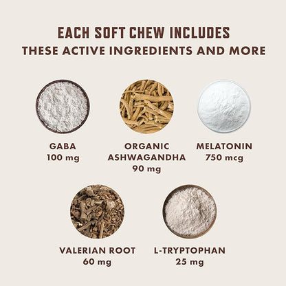 Rocco & Roxie Calming Chews for Dogs, Dog Anxiety Relief for Separation & Stress, Sleep Aid with Melatonin & Valerian for Large, Med, Small Dogs, Puppy Composure Treats, Supplements, 60ct