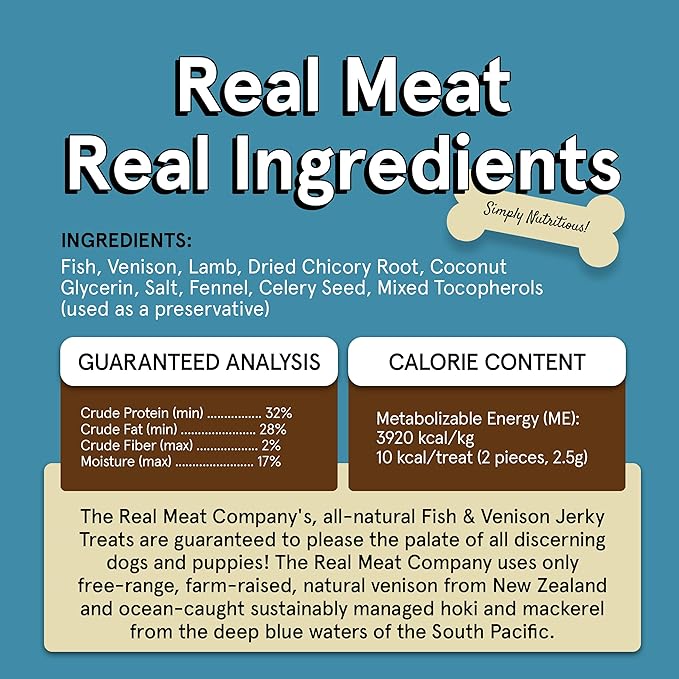 TRMC Real Meat Dog Treats - Three 12oz Bag of Bite-Sized Air-Dried Fish & Venison Jerky for Dogs - Grain-Free Jerky Dog Treats Made with 95% All-Natural, Free-Range Venison & Ocean-Caught Fish