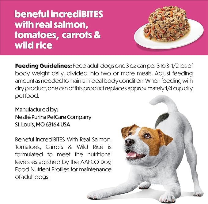 Purina Beneful Small Breed Wet Dog Food in Gravy, IncrediBites With Real Salmon - (8 Packs of 3) 3 oz. Cans