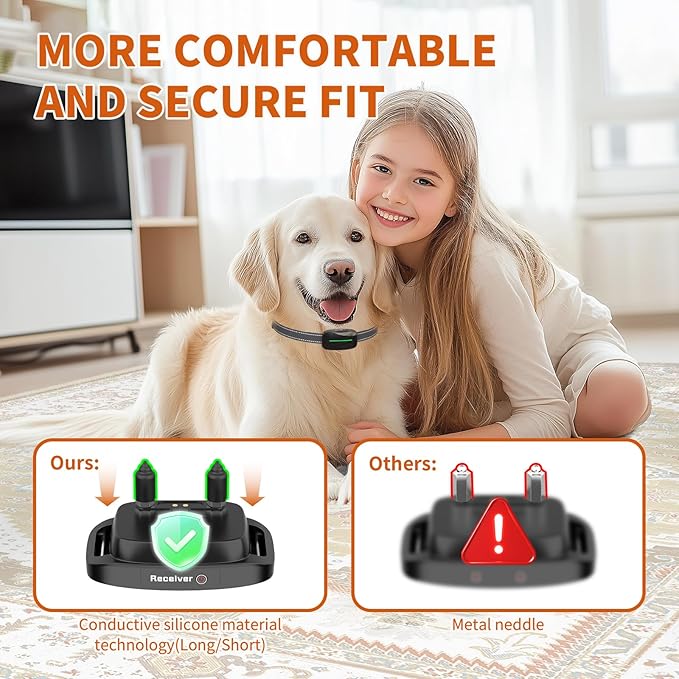 Dog Training Shock Collar 4300FT Dog Bark Collar with Remote IP67 Waterproof 4 Training Modes Beep Vibration Shock Light Mode Magnetic Charger Electric Dogs Collar 8-25 inches Double Shock Iron Black