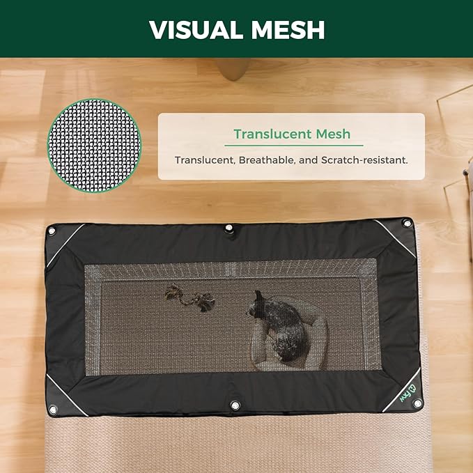 FXW Homeplus Indoor Dog Playpen with Rectangle Mesh Top Cover for Escape Prevention, 32 Inch 6 Panels Heavy Duty Dog Pen for Small and Medium Dogs, White│Patented