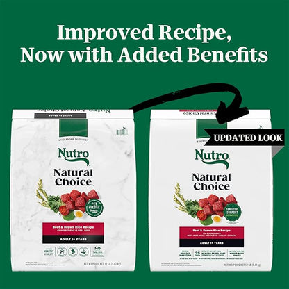 Nutro Natural Choice Dry Dog Food, Adult Dog Food Dry Beef and Brown Rice Recipe, 12 lbs.