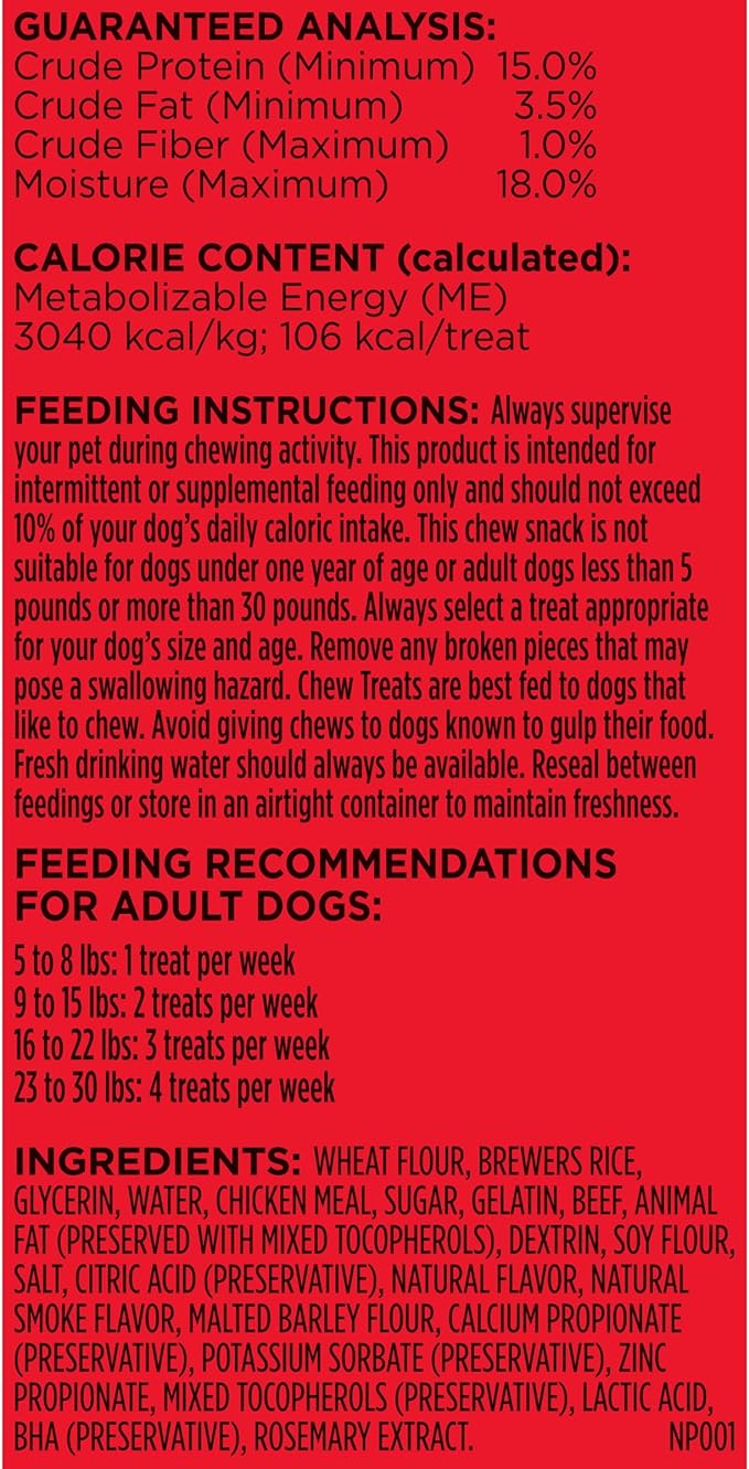Milk-Bone Mini Comfort Chews, Rawhide Free Dog Treats with Unique Chewy Texture and Real Beef, 6 Mini Chews (Pack of 5)