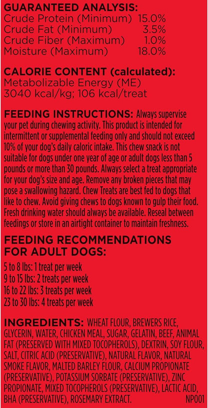 Milk-Bone Mini Comfort Chews, Rawhide Free Dog Treats with Unique Chewy Texture and Real Beef, 6 Mini Chews (Pack of 5)