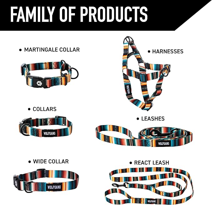 Wolfgang Heavy Duty Adjustable Dog Harness, Pull-Tested to Over 800 lbs for Walking & Training, LostArt Print, Medium