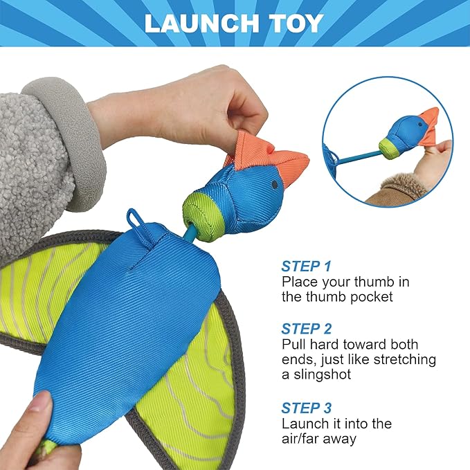 Pink Orange Fish Oxford Launching Flying Dog Toy Slingshot Chase Fetch Training Interactive Dog Toy Durable Stuffed Animal Dog Squeaky Toy for Medium Large Dogs Toy Gift 32.5cm/12.8in