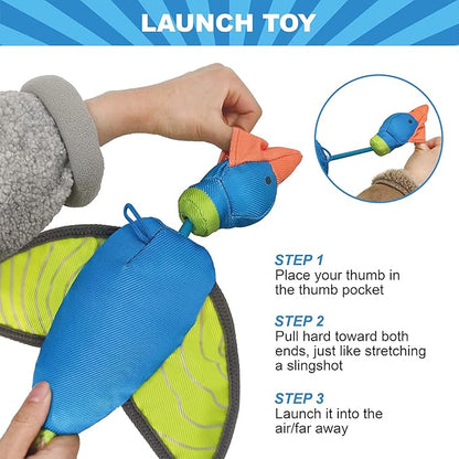 Green Snake Oxford Launching Flying Dog Toy Slingshot Chase Fetch Training Interactive Dog Toy Durable Stuffed Animal Dog Squeaky Toy for Medium Large Dogs Toy Gift 40.5cm/15.94in