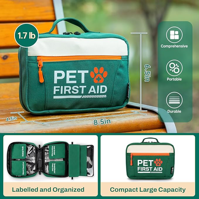 RHINO RESCUE Bundle - Pet First Aid Kit, Emergency Medical Supplies for Dogs & Cats, Safety Essentials Pack with Thermometer+Waterproof First Aid Kit, Lightweight Boat Dry Bag