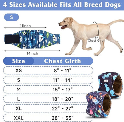 5 Pack Dog Diapers Male Reusable, Premium Belly Bands for Dogs, High Absorbing Male Dog Pee Wraps for Doggie in Incontinence or Excitable Urination and Training M