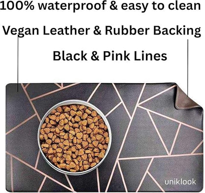 Large Pet Placemat, Dog Cat Mat Dog Feeding mat Pet Safe 28" X 16.5" Waterproof Easy to Clean Mat for Food & Water Bowls Waterproof Boho Uniklook