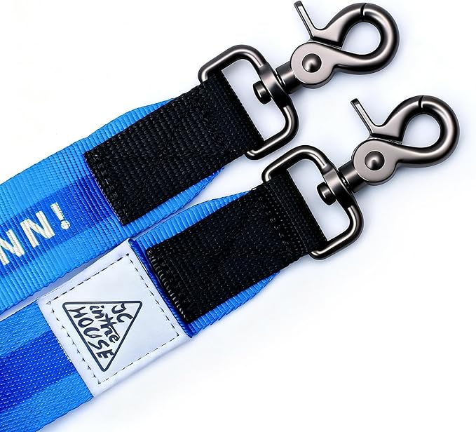 Hands Free Dog Leash, Heavy Duty with Waist Belt & Storage Pouch, Strong Pull Control, Two Handles Bungee for Running & Walking, Big & Medium Dogs, Blue