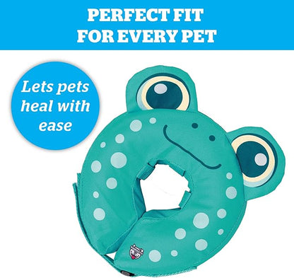 Frog Inflatable Recovery Collar, Comfortable Cone Replacement for Pet Surgery, Protective Collars to Prevent Licking & Biting, Size Small