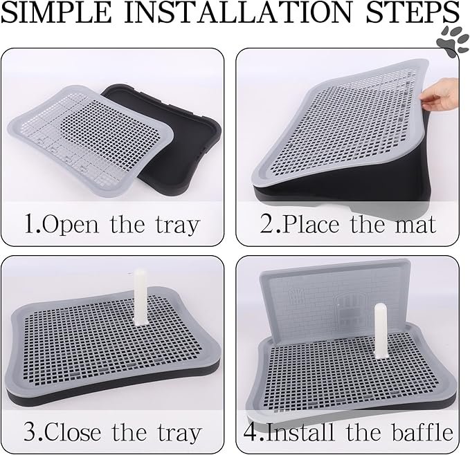 Pee Pad Holder, Puppy Pad Holder, Indoor Dog Potty with Splash Guard & Center Post, Pee Pad Holder for Small and Medium-Sized Dogs 20.1"X15.5" (Gray)
