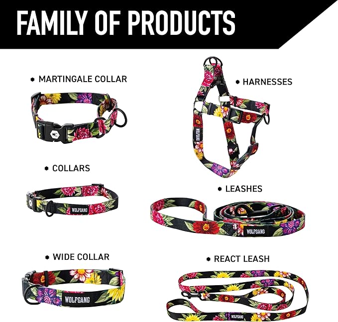 Wolfgang Heavy Duty Dog Leash, Pull-Tested to Over 800 lbs for Walking & Training, DarkFloral Print, Small