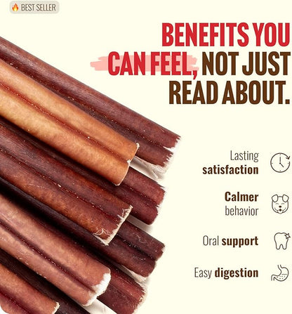 Natural Farm Odor-Free Bully Sticks (6 Inch, 6 Ounces), Packaged by Weight, 100% Beef Chews, Grass-Fed, Fully Digestible Treats to Keep Your Puppies, Small and Medium Dogs Busy