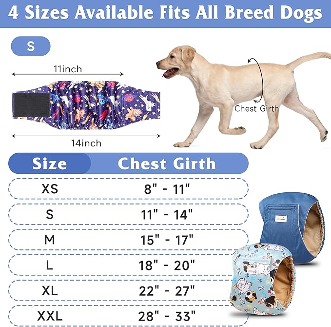 5 Pack Dog Diapers Male Reusable, Premium Belly Bands for Dogs, High Absorbing Male Dog Pee Wraps for Doggie in Incontinence or Excitable Urination and Training Black L