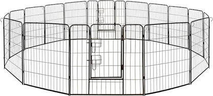 ALEKO Dog Kennel Pet Playpen | Heavy Duty Exercise Cage Fence | 16 Panel | 32 x 32 Inches | Black | 2DK32X32