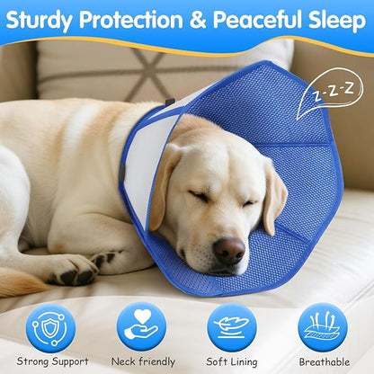Foldable Dog Cone Collar After Surgery, Adjustable Soft Dog Cone, Soft Inner & Sturdy Protective Recovery Collar to Prevent Dogs from Licking Wounds (XS)