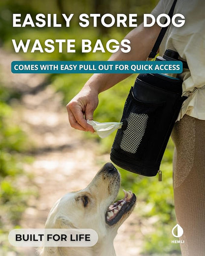 Dog Water Bottle Insulated Dog Travel Water Bottle Stainless Steel Pet Water Bottle Dispenser Portable Food and Water Bowl for Dogs with Carrying Case for Walking Dog Travel Kit… (Green Blue, 32 oz)