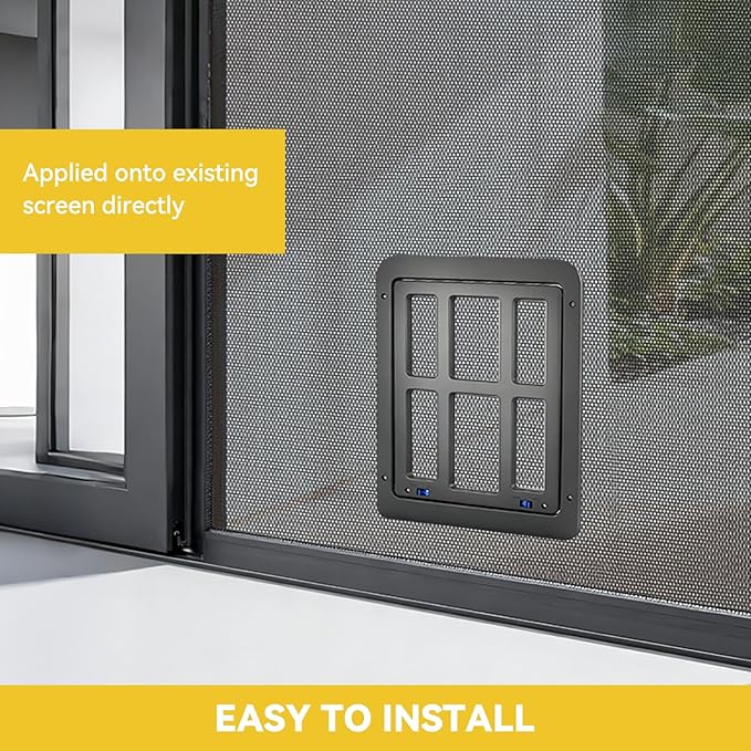 Enjoying Cat Door for Screen Doors, Passage Opening 8.3" x 10.3", Access Freely, Magnetic Swing Flap, Small Pet Door for Sliding Doors Window, Lockable, Black