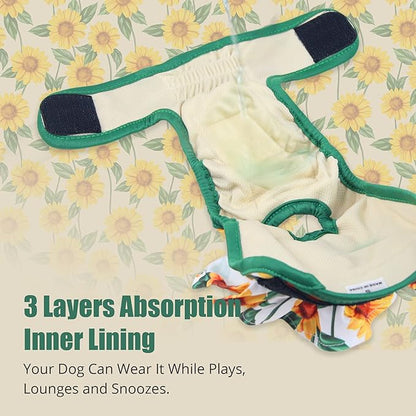 Langsprit Washable Female Dog Diapers (3 Pack) - Reusable Dog Diapers for Female Dogs - Highly Absorbent Dog Diapers for Dogs in Period L
