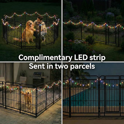 Dog Playpen Outdoor 8 Panels 47'' Rustproof Metal Dog Fence with Gate Small Medium Portable Large Dog Play Pen 18FT 71 Sq.ft for RV Camping, Trips, Play Yard