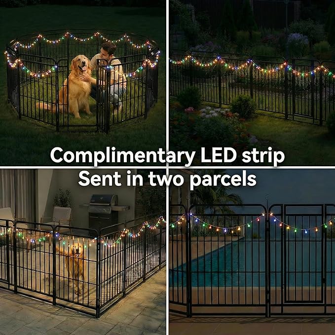 Dog Playpen Outdoor 32 Panels 32'' Rustproof Metal Dog Fence with Gate Small Medium Portable Large Dog Play Pen 72FT, 192 Sq.ft for RV Camping, Trips, Play Yard