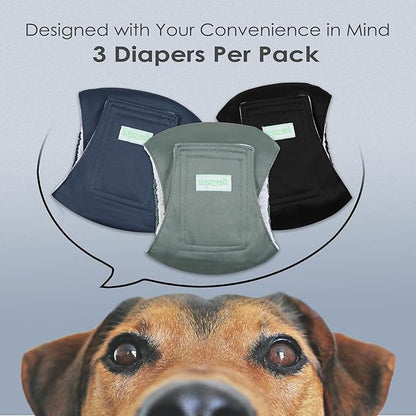 wegreeco Washable Male Dog Belly Band (Stylish Pattern)- Pack of 3 - Washable Male Dog Belly Wrap, Dog Diapers Male (Blue, Green, Black, Small)