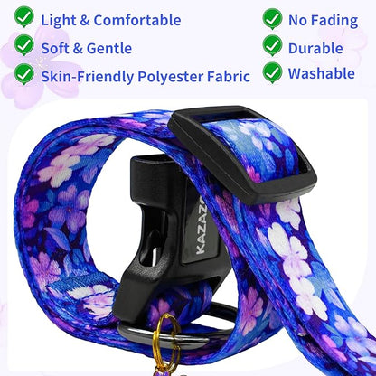 Kazazoo Dog Collar Cute and Soft Nylon Puppy Collar Girl, Adjustable Dog Collars for Small Medium Dogs, Purple Flowers-XS