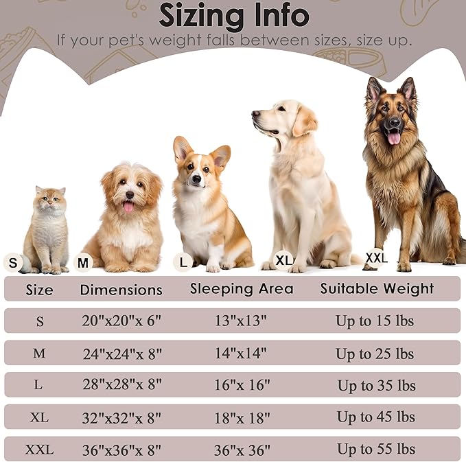 Extra Large Dog Beds, 36 Inch Human Dog Anxiety Relief Comfort Bed, Indestructible & Chew Proof Pet Beds (Brown)