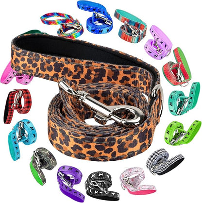 EcoBark Dog Leash - Soft & Reflective Comfort Leash with Padded Handle - Safe, Strong. & Durable for Small, Medium or Large Dogs (Cheetah)