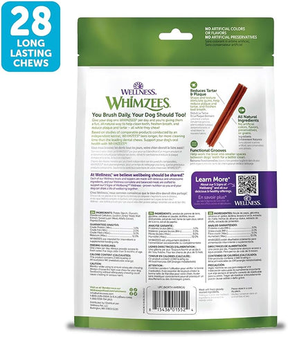 Whimzees Wellness Stix Dog Dental Treat, Chews, Freshens Breath, Small Size Sticks, 14.81 oz Bag, 28 Count
