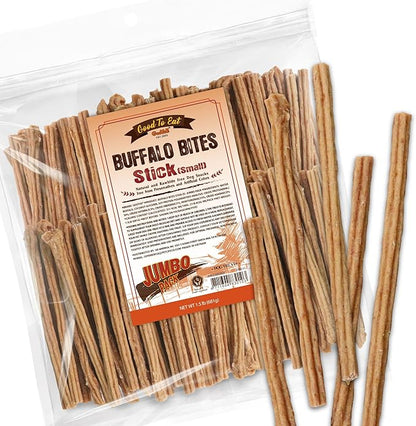 Gootoe Buffalo Dog Treats, Natural Low-Fat Chews for Training & Rewards, Limited Ingredient, Resealable Bag, Puppy Treats for Small Dogs & Puppies, Resealable Bag, Buffalo Bites Stick (Small), 1.5 lb