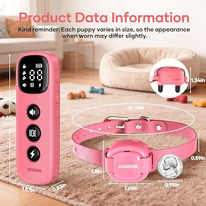 Jugbow 2-in-1 Pet ID Tag & Shock Collar for Small Dogs - 4200FT Dog Training Collar with Remote for 5-30lbs Dogs, IPX8 Waterproof Rechargeable E-Collar with Beep(1-9), Vibration(1-3), Safe Shock(0-16)