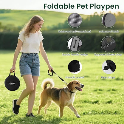 Love's cabin Pet Puppy Dog Playpen, Medium Dog Tent Crates Cage Indoor/Outdoor, Portable Exercise Playpen for Cat, Foldable Pop Up Dog Kennel Playpen with Carring Case (M, Grey)