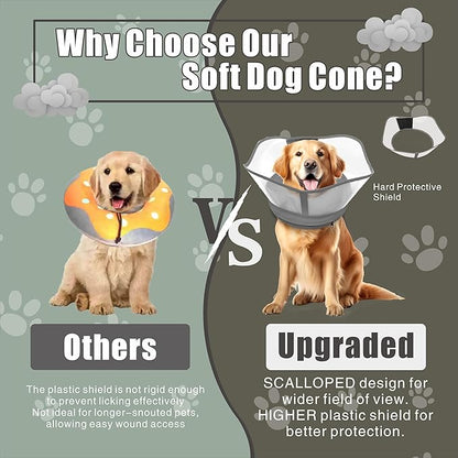 Inflatable Dog Cone with Transparent Shield, Protective Dog Donut Collar After Surgery Soft Donut Cone for Dogs, Gray, XL