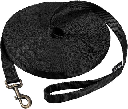 HIKISS Long Dog Leash Obedience Recall Training Agility Lead with Thickening Material for Large Dog - 15ft 20ft 30ft 50ft 100ft Training Leash (Black 20ft)