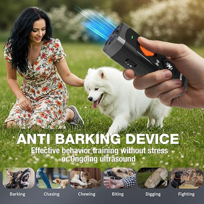 3X Ultrasonic Anti Barking Device for Dogs – 6 Training Modes, 35FT Range, Rechargeable Humane Dog Bark Deterrent Device with Flashlight for Indoor & Outdoor Use (Black)