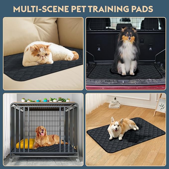FunFurry Washable Pee Pads for Dogs - 2 Pack Reusable Waterproof Puppy Training Pads, Super Absorbent with Dog Paw Shape Non-Slip Backing (Dark Grey, 36" X 41")